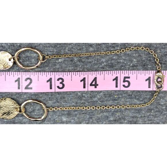 Long Chain Necklace, Gold-tone Disks and Hoops, Lobster Clasp, 32" - Picture 3 of 3